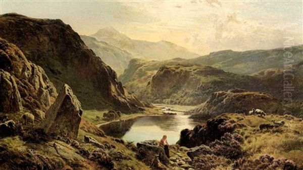 Llyn Ddinas Near Beddgelert, North Wales Oil Painting by Sidney Richard Percy