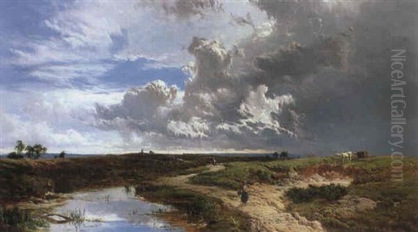 A Summer Storm Brewing Oil Painting by Sidney Richard Percy