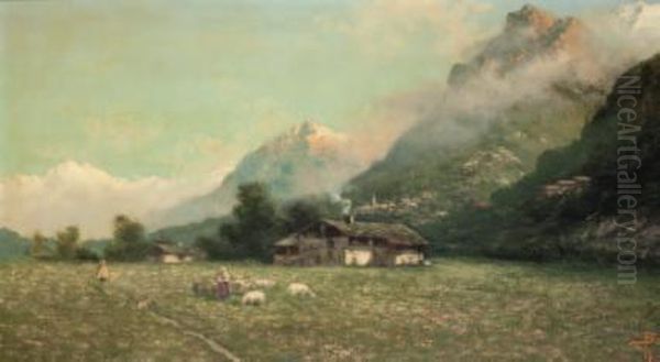 Paesaggio Montano Oil Painting by Giacinto Bo