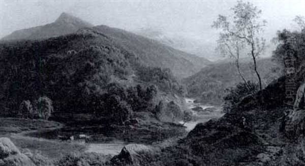 A Highland Stream Oil Painting by Sidney Richard Percy