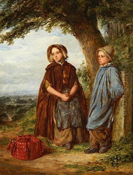 Mother And Son (+ Father And Daughter; Pair) Oil Painting by William Percy