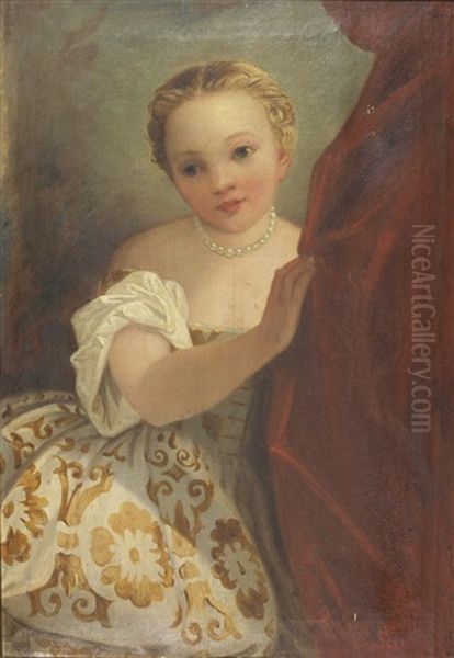 Figura De Menina Oil Painting by Luis de Miranda Pereira Henriques de Meneses