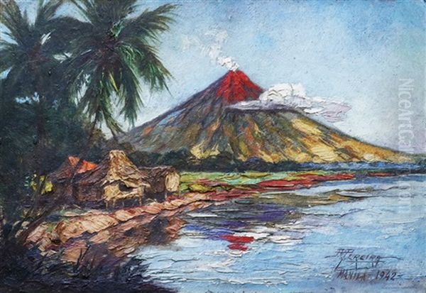 Mayon Volcano Oil Painting by Jose Pereira