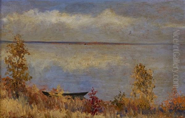 Afternoon Light On The River, Autumn Oil Painting by Vladimir Vasilievich Perepliotchikov