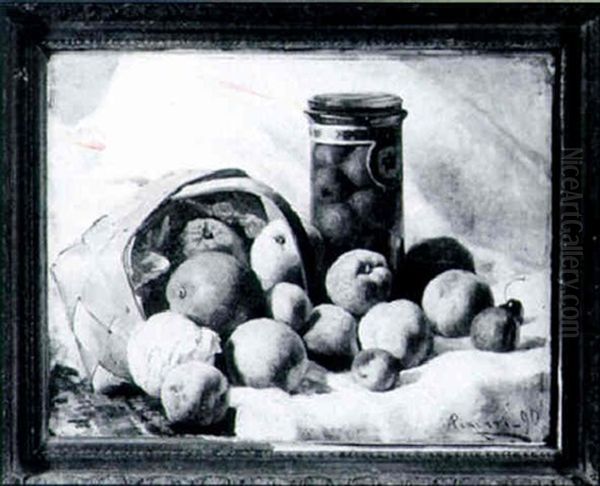 Still Life Of Fruit And Preserves Oil Painting by Achille Peretti