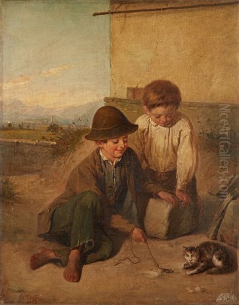 Les Enfants Oil Painting by Bernardino Peretti