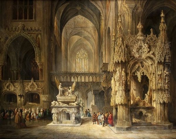 In Der Kathedrale Oil Painting by Genaro Perez Villaamil