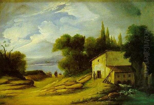 Paisaje Fluvial Oil Painting by Genaro Perez Villaamil