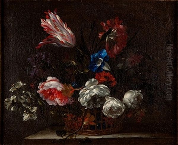 Cesto Con Flores Oil Painting by Bartolome Perez