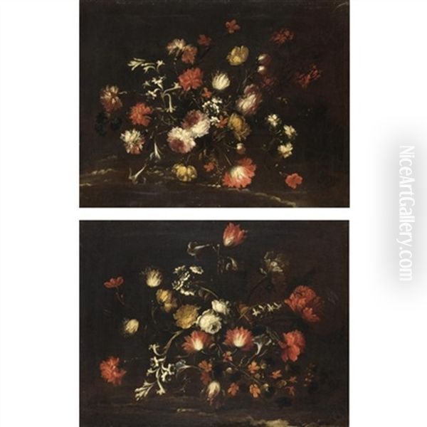 Coppia Di Nature Morte Di Fiori (pair) Oil Painting by Bartolome Perez