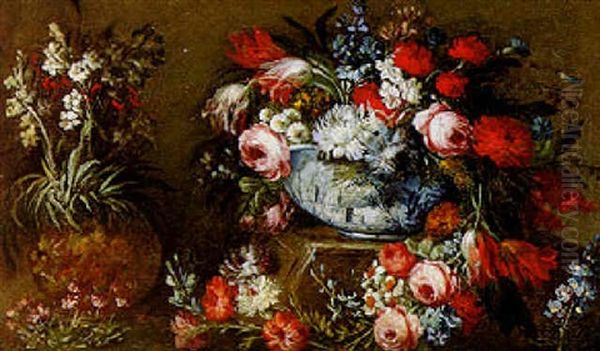 Stilleben Mit Blumen Und Porzellanvase Oil Painting by Bartolome Perez