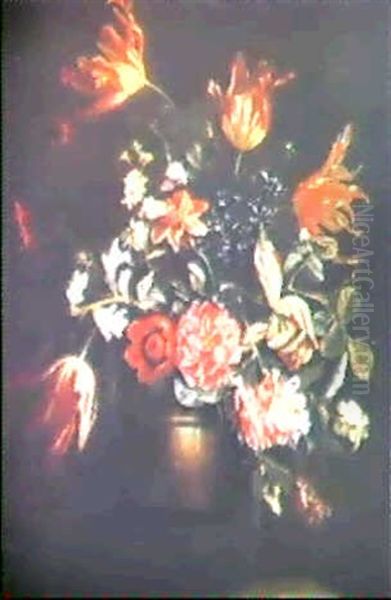 A Still Life Of Flowers In A Vase Oil Painting by Bartolome Perez