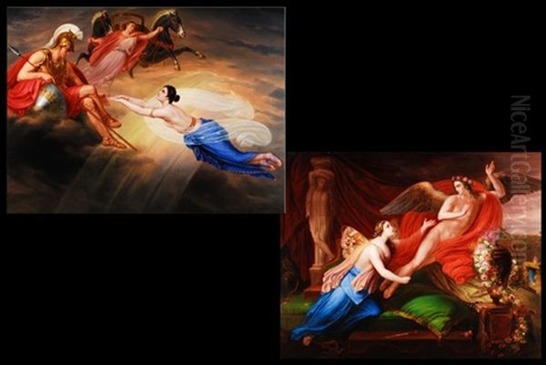 Amor Und Psyche (+ Psyche Im Olymp Bei Dem Kriegsgott Mars; Pair) Oil Painting by Sigmund Ferdinand Perger