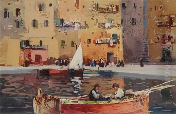 Bastia, Le Vieux Port Oil Painting by Lucien Peri