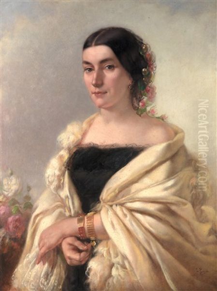 Retrato De Joven Con Rosas Oil Painting by Lorenzo Pericas Ferrer