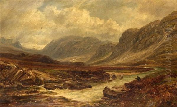 On The Lonan, Sutherland Oil Painting by Arthur Perigal the Younger