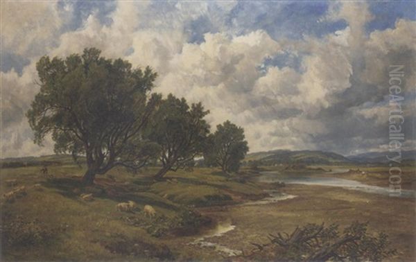 On The Tweed At Nesbitt Oil Painting by Arthur Perigal the Younger