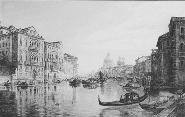 The Grand Canal Venice, Looking Towards Sante Maria Della Salute Oil Painting by Arthur Perigal the Younger