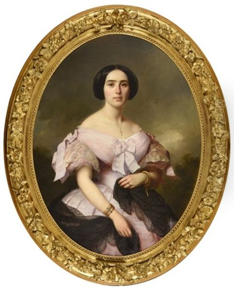 Portrait De Mademoiselle Virginie Huet, Pianiste Virtuose Oil Painting by Alexis Joseph Perignon