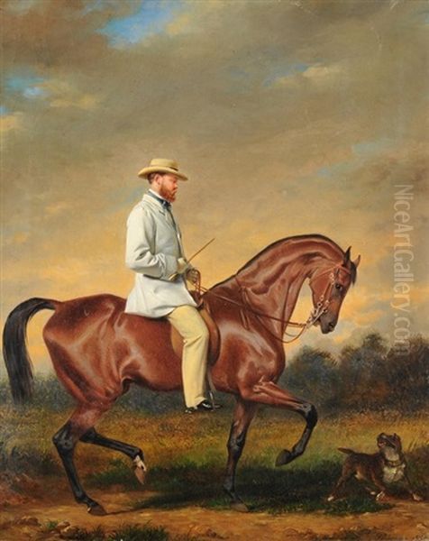 Pferd Mit Reiter Und Hund Oil Painting by Alexis Joseph Perignon