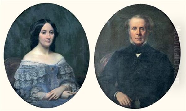 Portrait Du Comte De Rocheplatte (+ La Comtesse De Rocheplatte; Pair) Oil Painting by Alexis Joseph Perignon