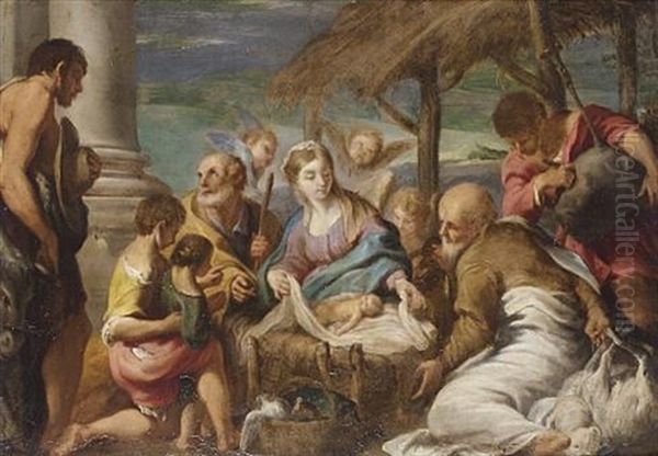 The Adoration Of The Shepherds Oil Painting by Odoardo Perini