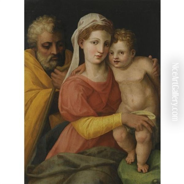 The Holy Family Oil Painting by  Perino del Vaga