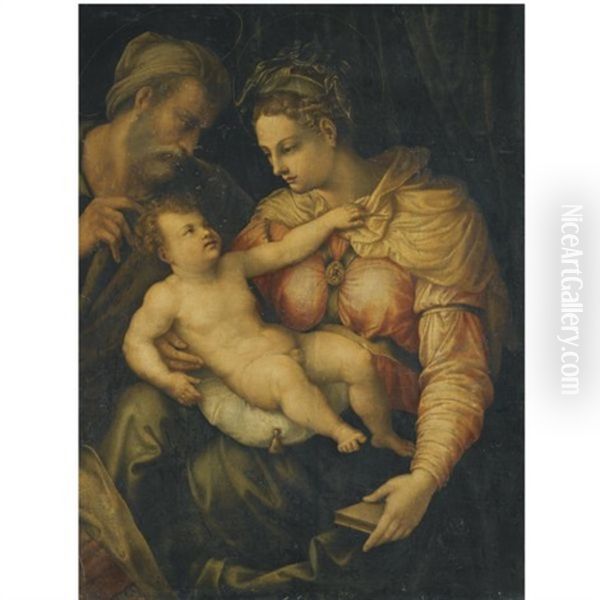 The Holy Family Oil Painting by  Perino del Vaga