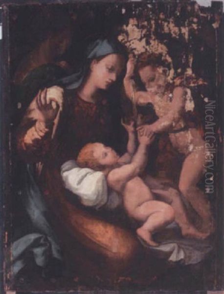 The Madonna And Child With The Infant Saint John The Baptist Oil Painting by  Perino del Vaga