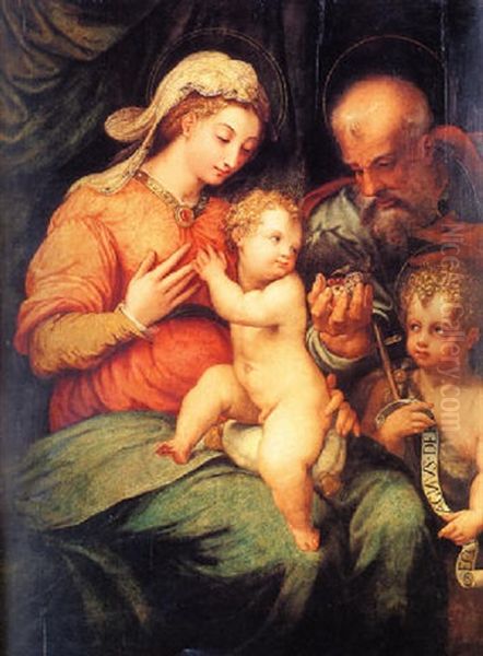 The Madonna And Child With Saint Joseph And The Infant Baptist Oil Painting by  Perino del Vaga