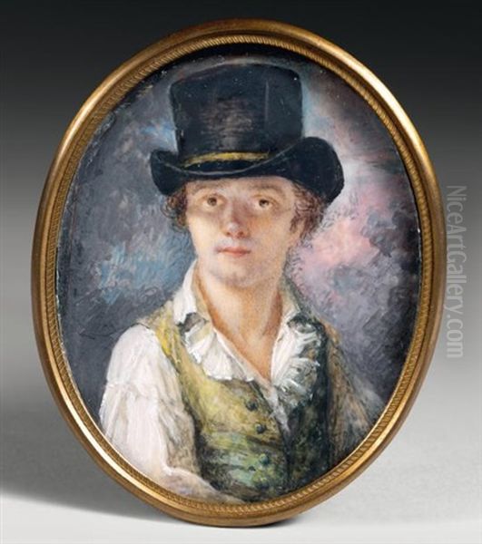 Autoportrait De L'artiste Au Chapeau Oil Painting by Lie-Louis Perin-Salbreux