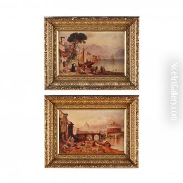 Pair Of Italian Scenes Oil Painting by Granville Perkins