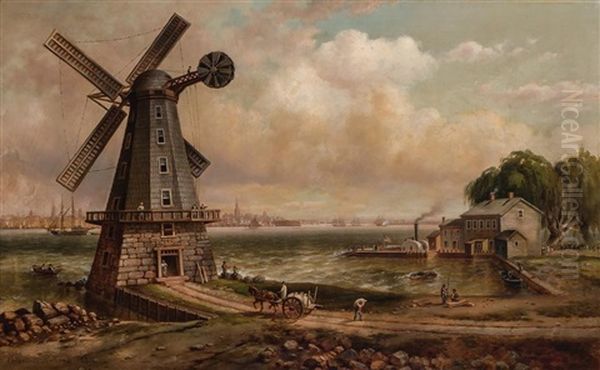 Isaac Edges Windmill, Jersey City, 1815 Oil Painting by Granville Perkins