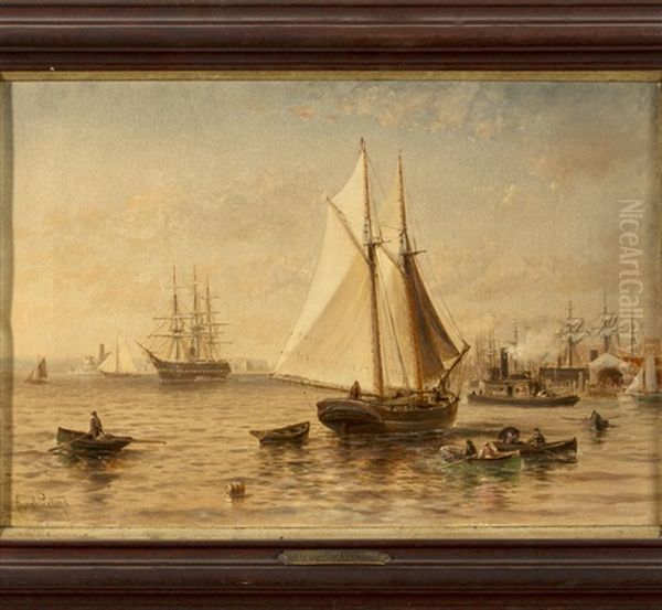 New York Harbor Oil Painting by Granville Perkins