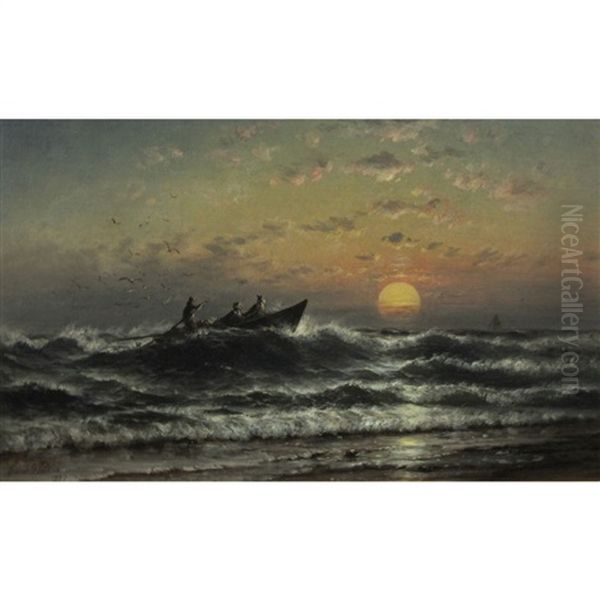 Beaching The Skiff Oil Painting by Granville Perkins