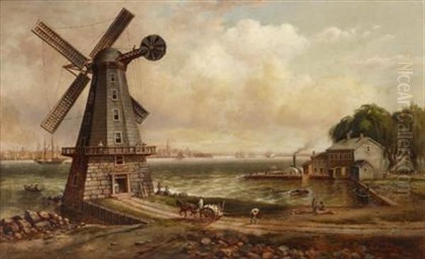 Isaac Edge's Windmill, Jersey City, 1815 Oil Painting by Granville Perkins