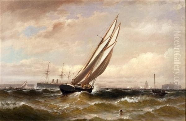 New York Harbor Oil Painting by Granville Perkins