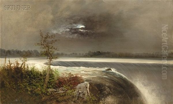 Niagara By Moonlight Oil Painting by Granville Perkins