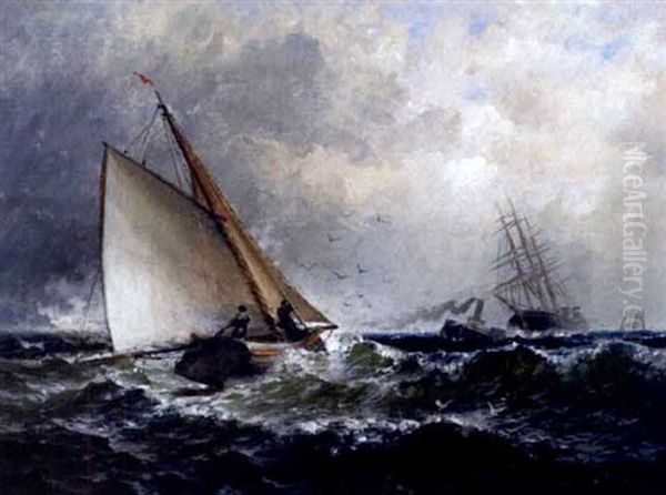 Shipping On High Seas Oil Painting by Granville Perkins