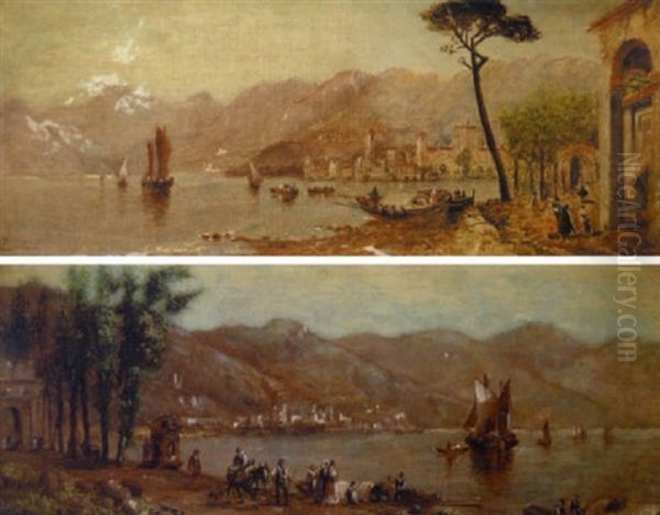 Italian Port Scenes Oil Painting by Granville Perkins