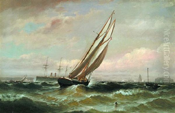 Sailing In New York Harbor Oil Painting by Granville Perkins