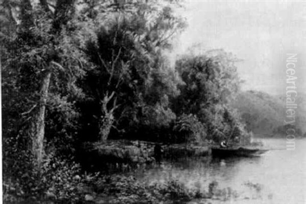 Fisherman On The River Oil Painting by Granville Perkins