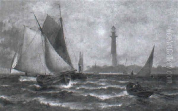 Barnegat Lighthouse Oil Painting by Granville Perkins