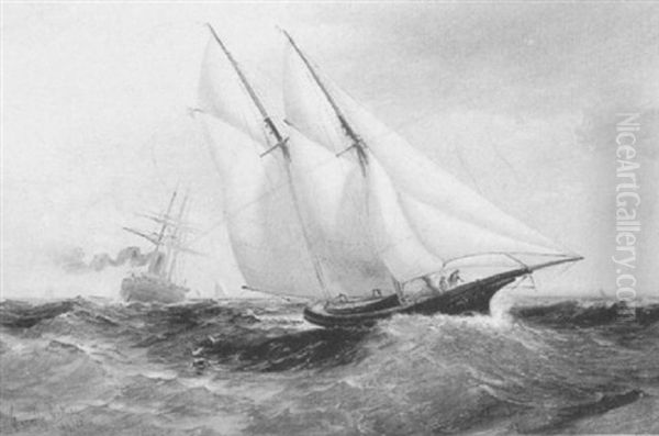 Sailing On Rough Seas Oil Painting by Granville Perkins