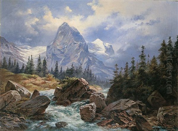 Im Bayerischen Hochgebirge Oil Painting by Friedrich Perlberg