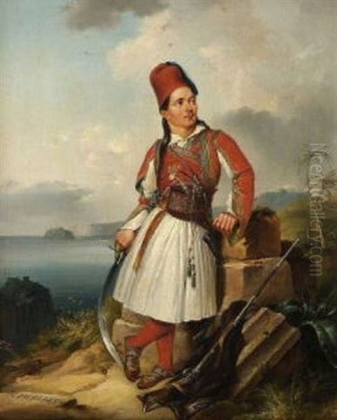 Griechischer Freiheitskampfer Oil Painting by Georg (Christian Joh. G.) Perlberg