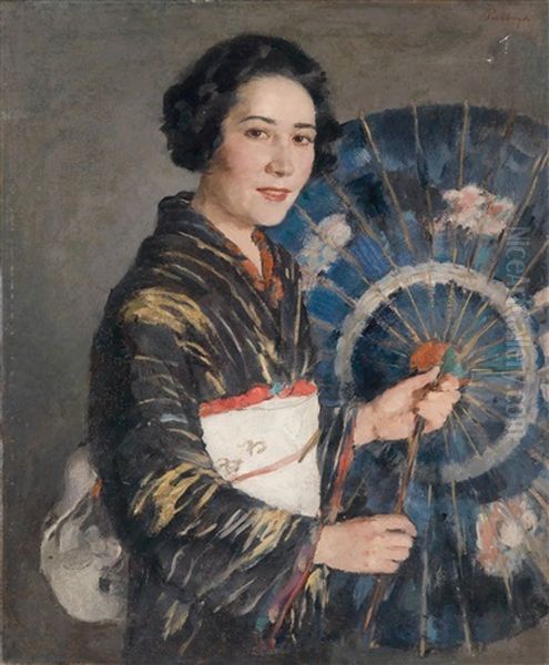 Frau Mikiko (michiko Meinl) Oil Painting by Leo Perlberger