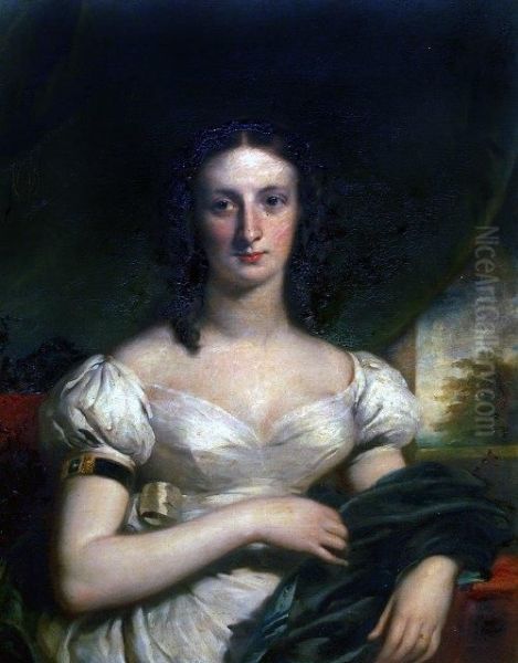 Portrait Of Mary Ann Agassiz, In White Gown Seated By Awindow Oil Painting by John Boaden