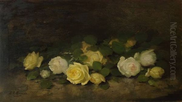 Blumenstilleben Mit Gelben Und Weisen Rosen Oil Painting by Louise Ellen Perman