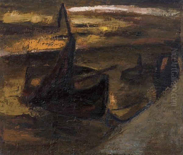 Boats Oil Painting by Constant Permeke